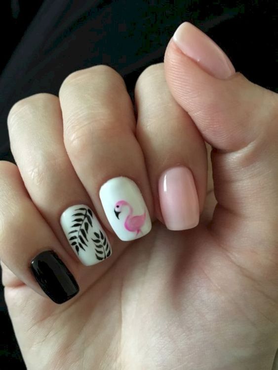 40 Cute Flamingo Themed Nail Art Ideas 33