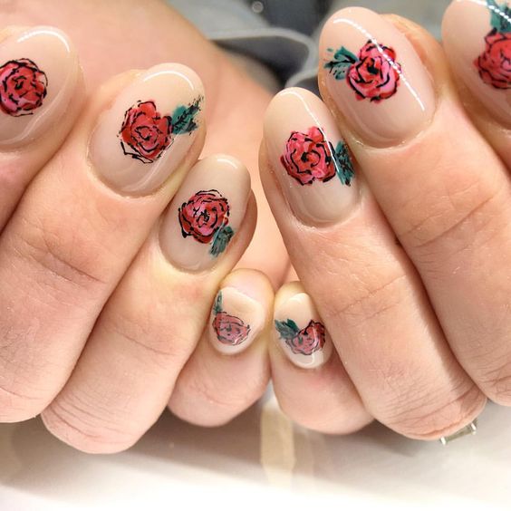 50 Floral Nail Art for Summer and Spring Ideas 47