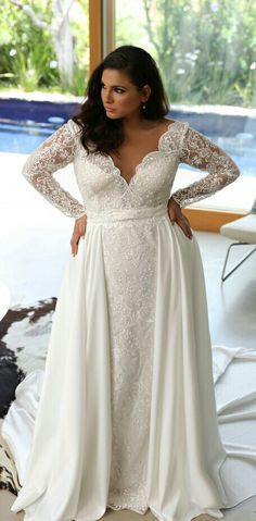 50 V Neck Bridal Dresses for Plus Size Ideas 14