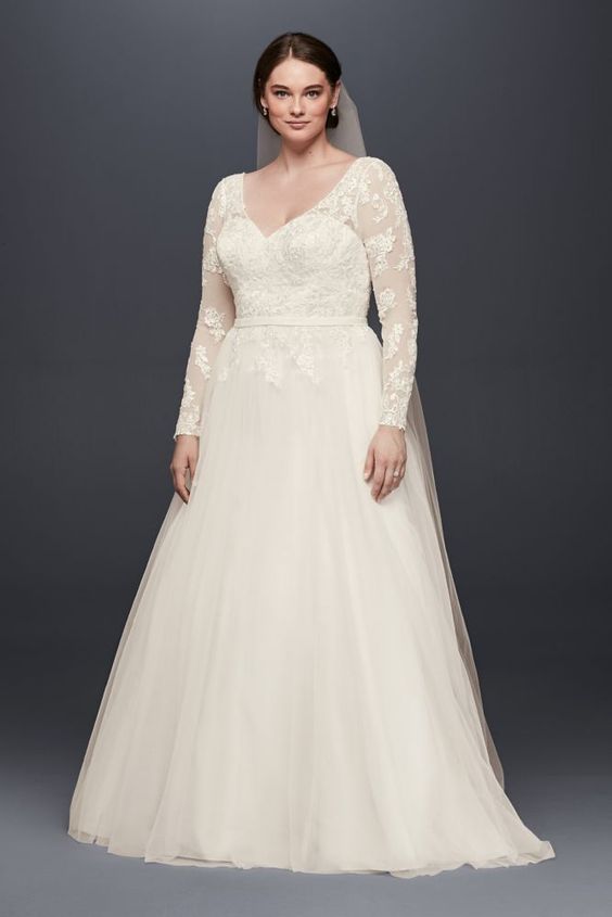 50 V Neck Bridal Dresses for Plus Size Ideas 18