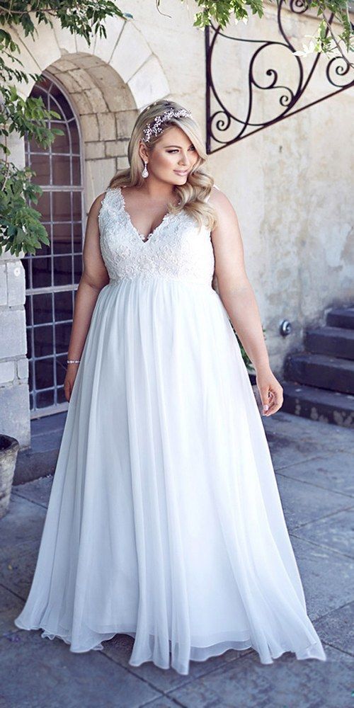 50 V Neck Bridal Dresses for Plus Size Ideas 40