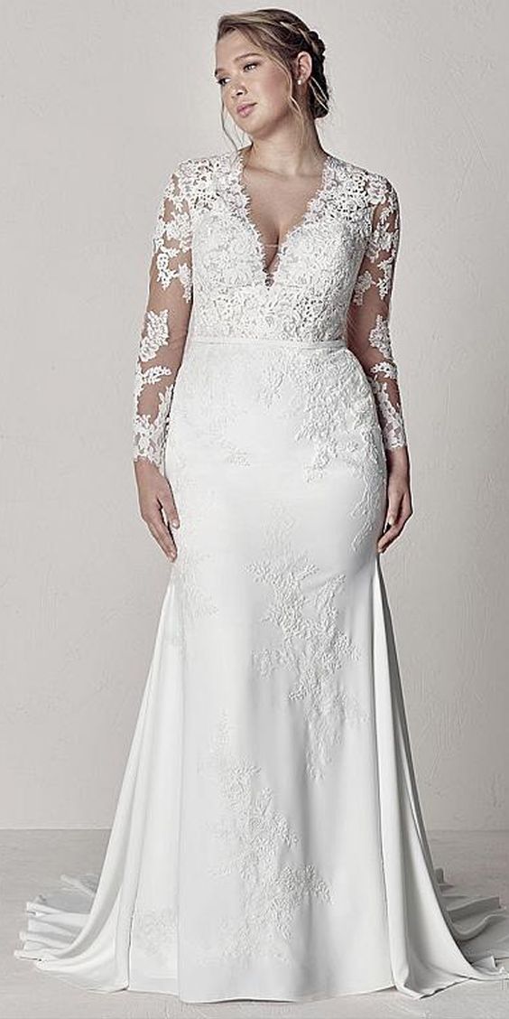 50 V Neck Bridal Dresses for Plus Size Ideas 41