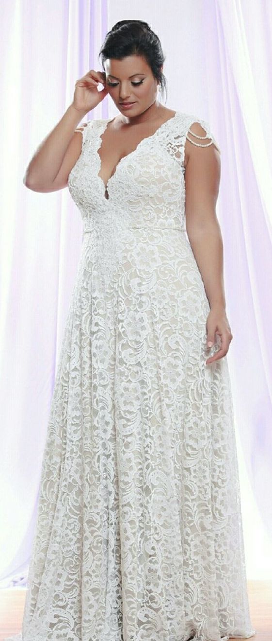 50 V Neck Bridal Dresses for Plus Size Ideas 9