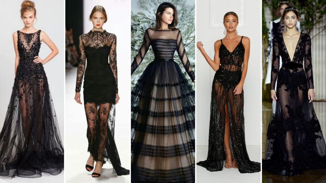 40 Black Mesh Long Dresses Ideas