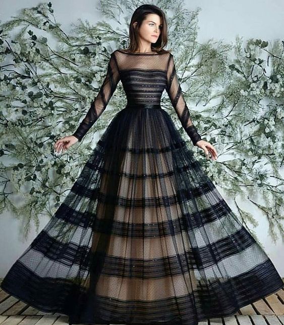 40 Black Mesh Long Dresses Ideas 20