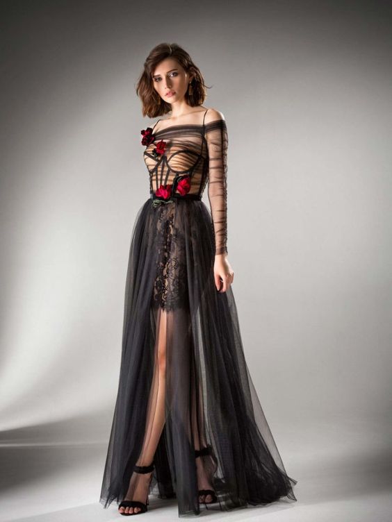 40 Black Mesh Long Dresses Ideas 31