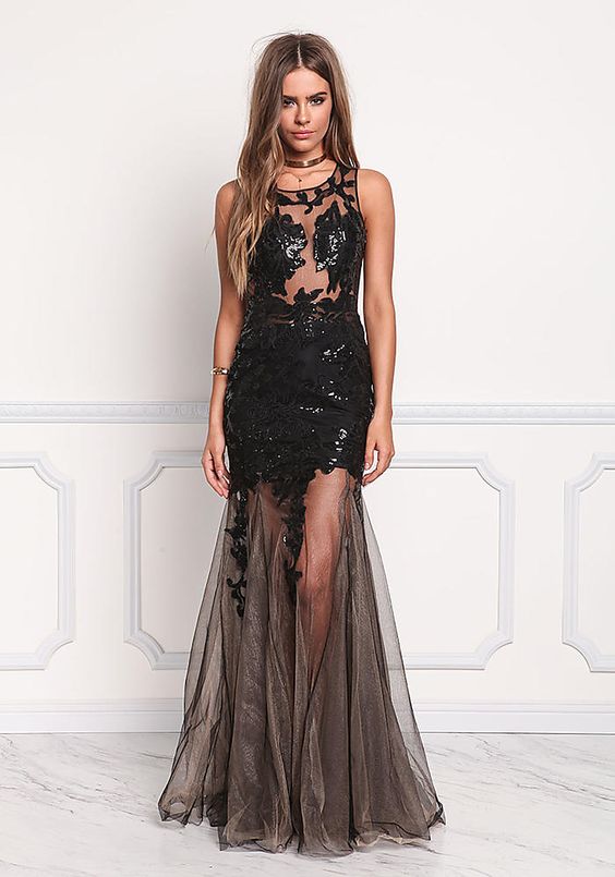 40 Black Mesh Long Dresses Ideas 38