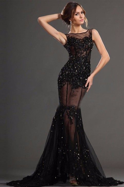 40 Black Mesh Long Dresses Ideas 41