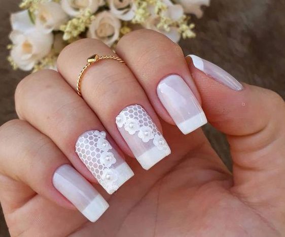 40 Elegant Look Bridal Nail Art Ideas 22