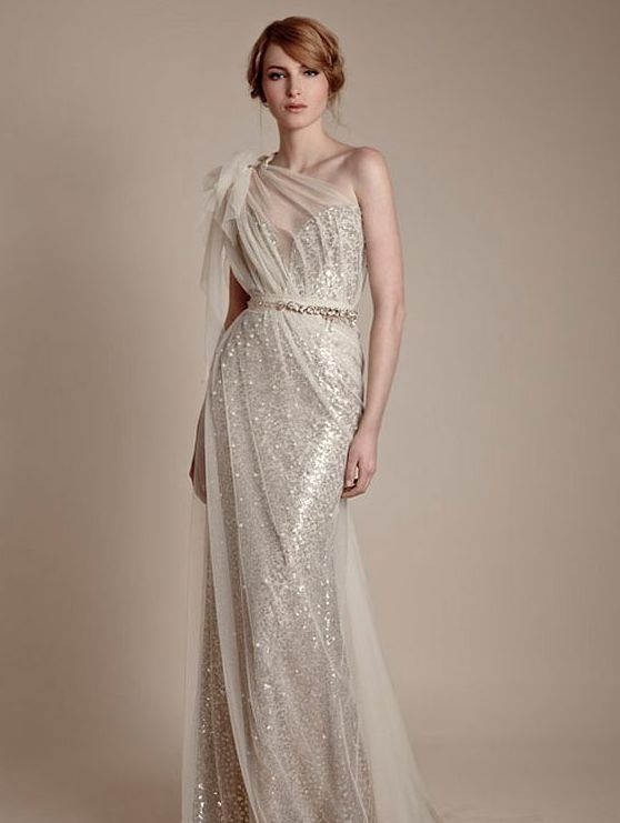 50 One Shoulder Bridal Dresses Ideas 13