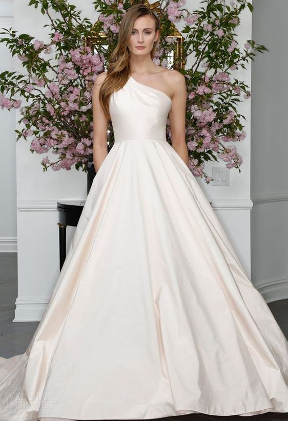 50 One Shoulder Bridal Dresses Ideas 14