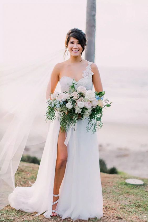 50 One Shoulder Bridal Dresses Ideas 20