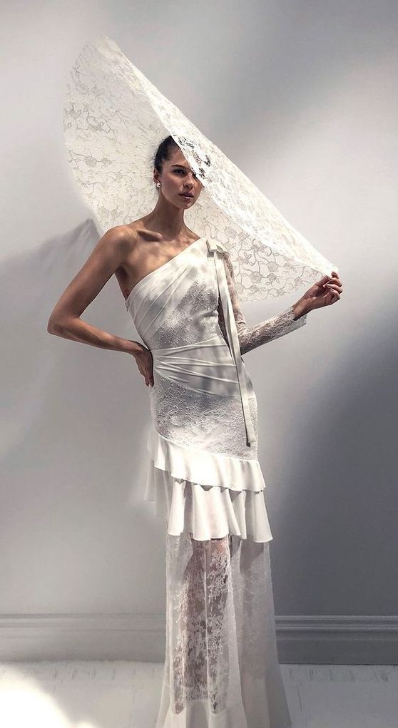 50 One Shoulder Bridal Dresses Ideas 29