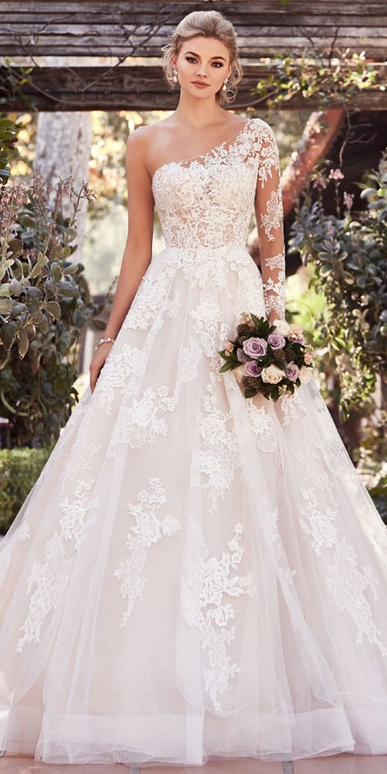 50 One Shoulder Bridal Dresses Ideas 3
