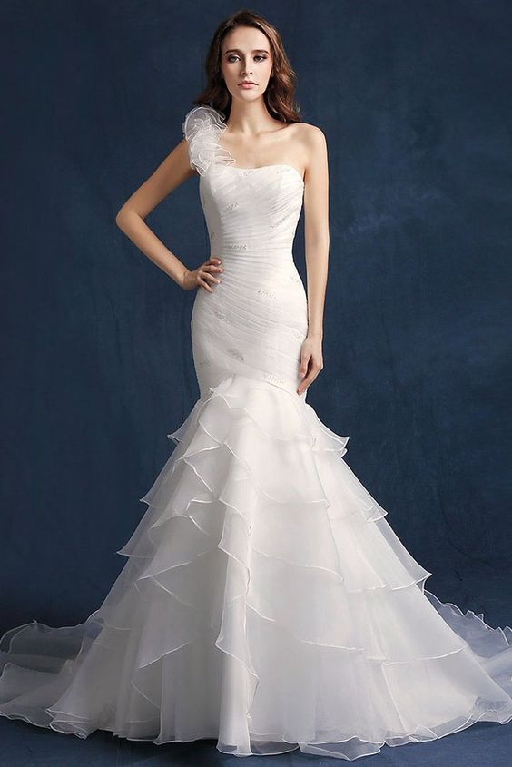 50 One Shoulder Bridal Dresses Ideas 33