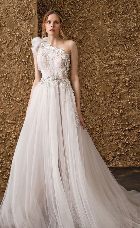 50 One Shoulder Bridal Dresses Ideas 37
