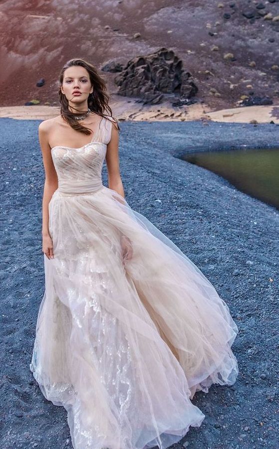 50 One Shoulder Bridal Dresses Ideas 39