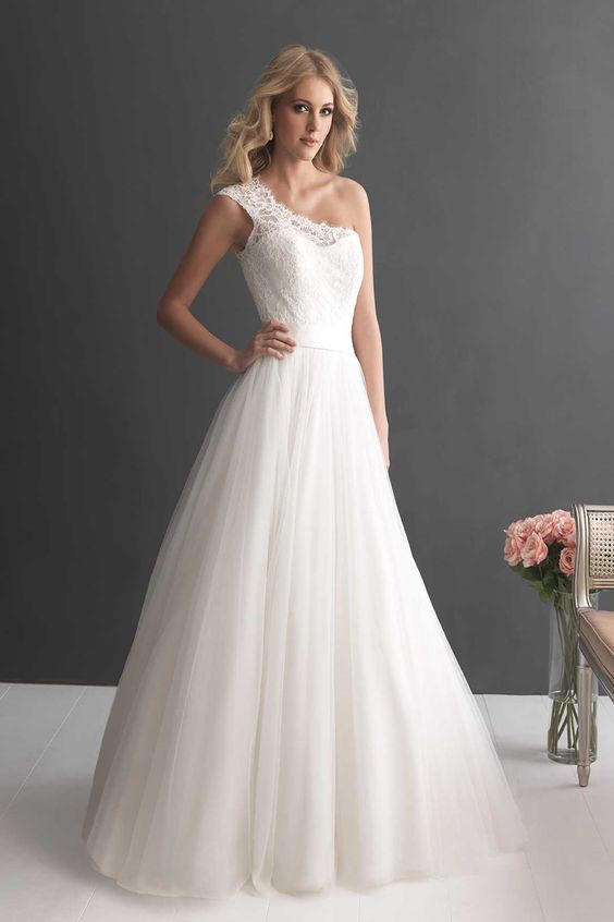 50 One Shoulder Bridal Dresses Ideas 48
