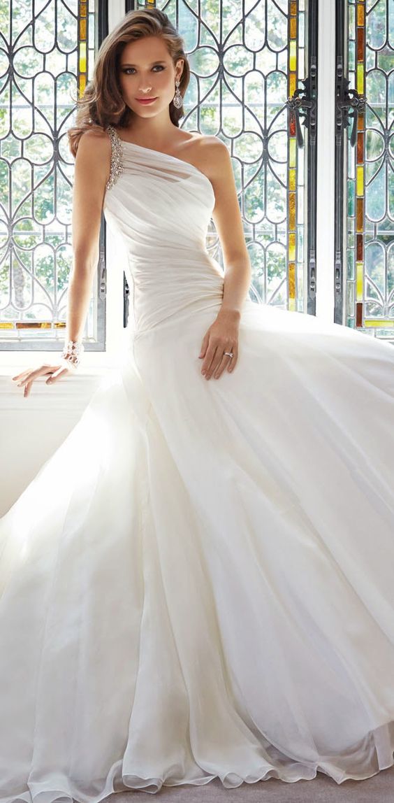 50 One Shoulder Bridal Dresses Ideas 7