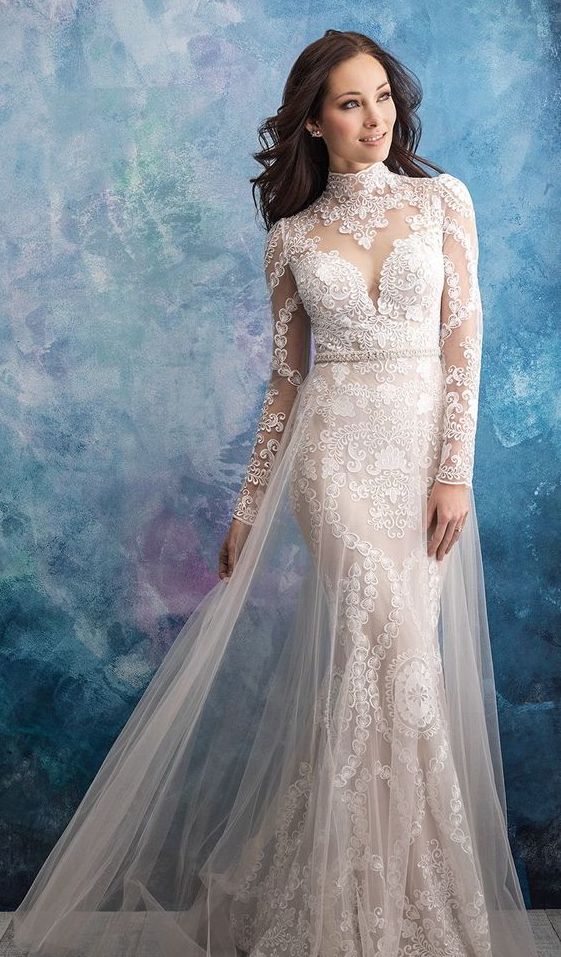 50 Simple Glam Victorian Neck Style Bridal Dresses Ideas 19