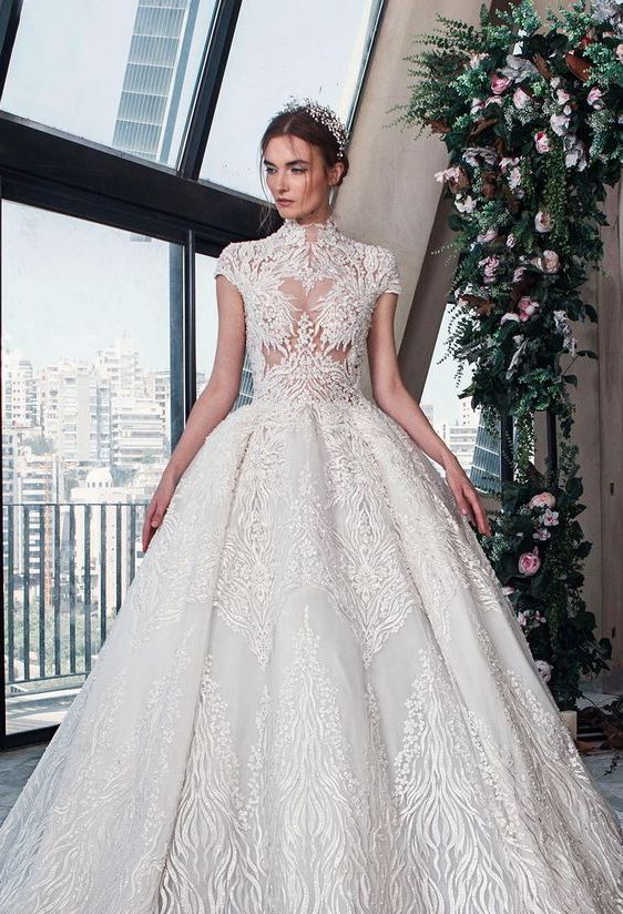 50 Simple Glam Victorian Neck Style Bridal Dresses Ideas 2