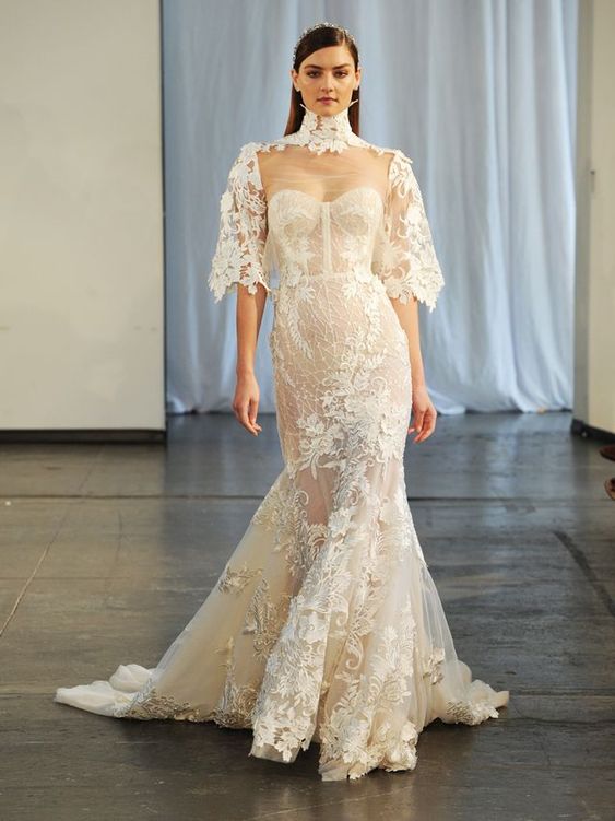 50 Simple Glam Victorian Neck Style Bridal Dresses Ideas 20