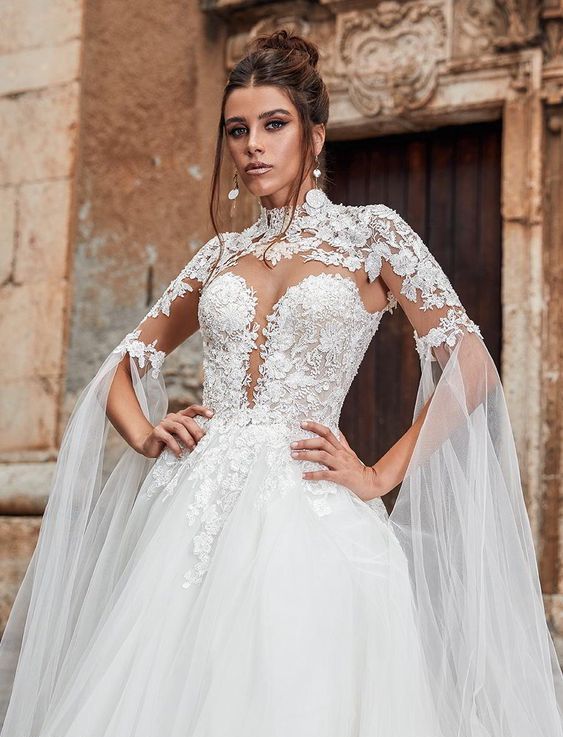 50 Simple Glam Victorian Neck Style Bridal Dresses Ideas 36