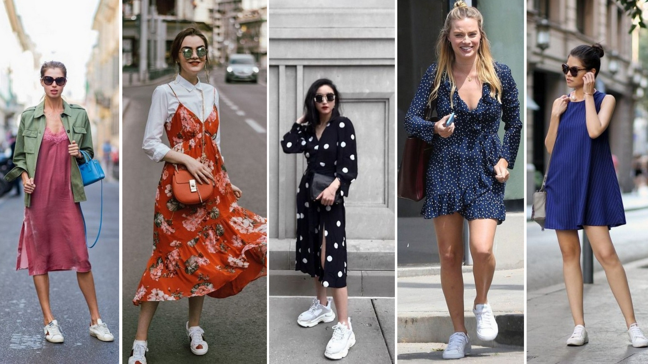 Dress and Sneakers Outfit Street Style Ideas