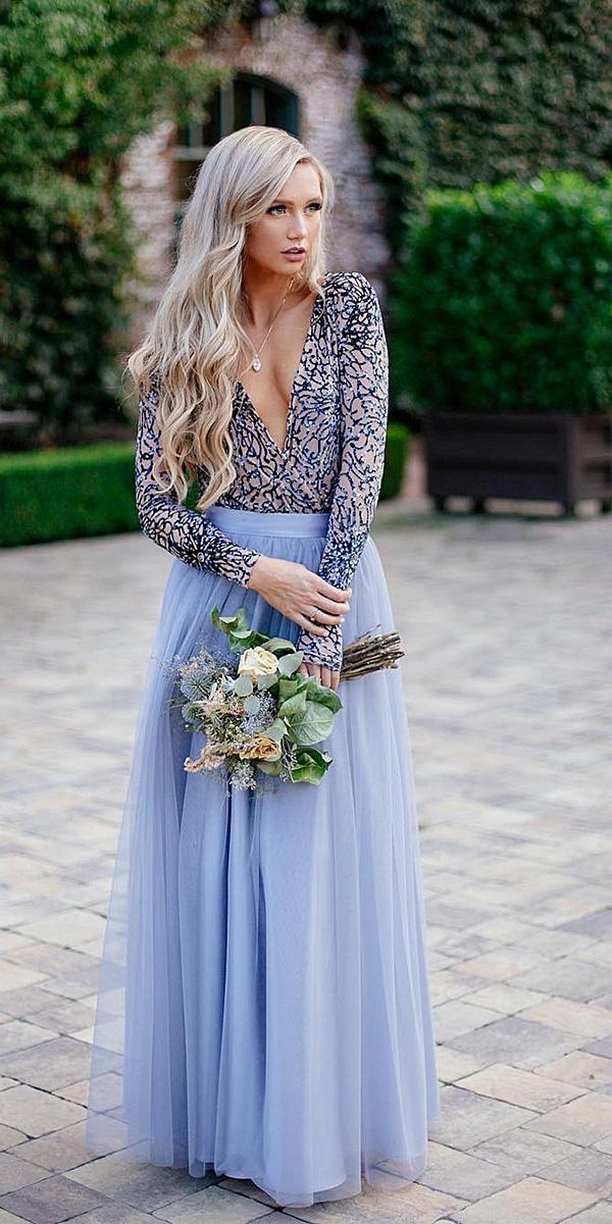 50 Elegant Wedding Guest Long Dresses Ideas With Long Sleeves 52