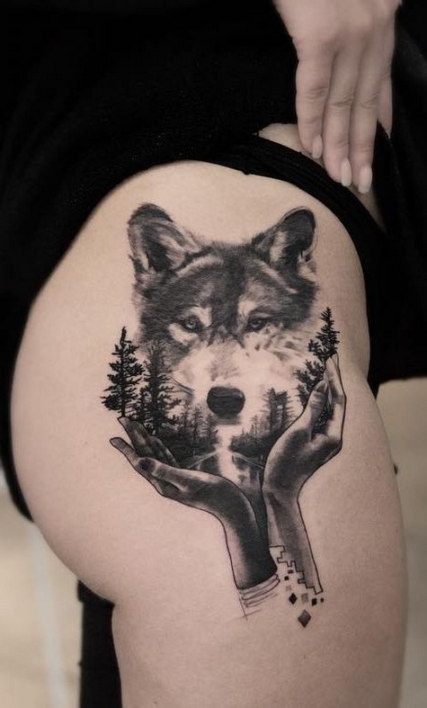 60 Beautiful Wolf Tattoos for Women Ideas 46