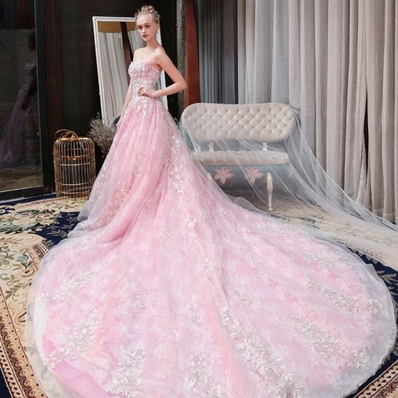 50 Adorable Pink Wedding Dresses for Romantic Celebration 18