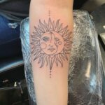50 Geometric Sun and Moon Tattoo for Women Ideas 01