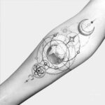50 Geometric Sun and Moon Tattoo for Women Ideas 03