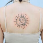 50 Geometric Sun and Moon Tattoo for Women Ideas 04
