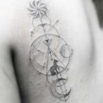 50 Geometric Sun and Moon Tattoo for Women Ideas 08