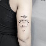 50 Geometric Sun and Moon Tattoo for Women Ideas 09