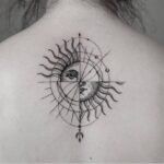 50 Geometric Sun and Moon Tattoo for Women Ideas 11