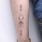 50 Geometric Sun and Moon Tattoo for Women Ideas 19