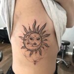 50 Geometric Sun and Moon Tattoo for Women Ideas 20