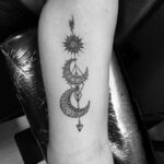 50 Geometric Sun and Moon Tattoo for Women Ideas 22