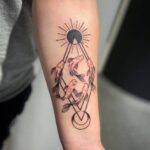 50 Geometric Sun and Moon Tattoo for Women Ideas 23