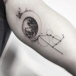 50 Geometric Sun and Moon Tattoo for Women Ideas 28