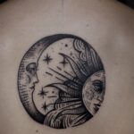 50 Geometric Sun and Moon Tattoo for Women Ideas 29