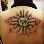 50 Geometric Sun and Moon Tattoo for Women Ideas 31
