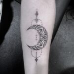 50 Geometric Sun and Moon Tattoo for Women Ideas 35