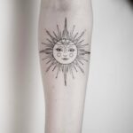 50 Geometric Sun and Moon Tattoo for Women Ideas 36