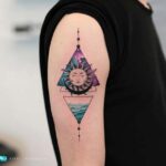 50 Geometric Sun and Moon Tattoo for Women Ideas 38