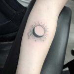 50 Geometric Sun and Moon Tattoo for Women Ideas 39