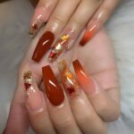 45 Easy and Simple Nail Designs Leaves Fall for Women Ideas 12