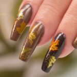 45 Easy and Simple Nail Designs Leaves Fall for Women Ideas 29